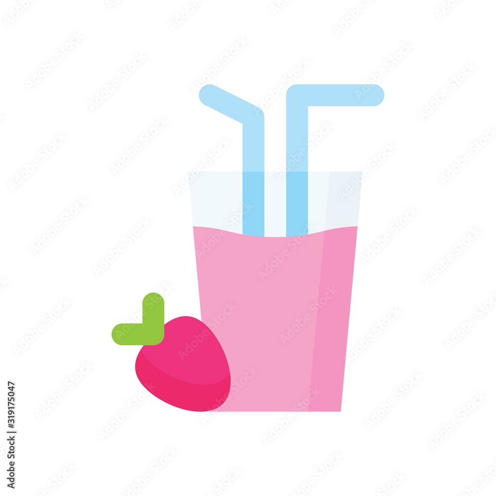 valentines related love and romance juice, glass with strawberry vector in flat design, valentines related love and romance juice, glass with strawberry vector in flat design,