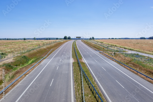 Empty S6 expressway from Ploty and Kielpino in West Pomerania region of Poland