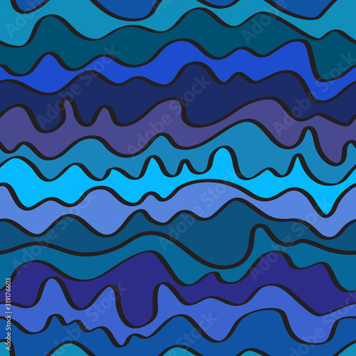 seamless positive vector of wavy lines, abstract liquid pattern, bright background of curves