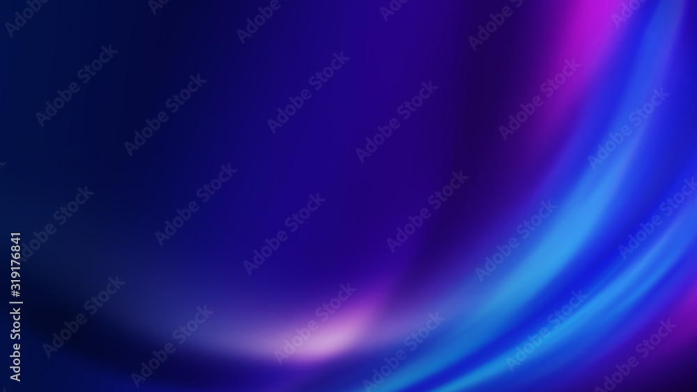 Fototapeta premium Dark blue abstract background with ultraviolet neon glow, blurry light lines, waves