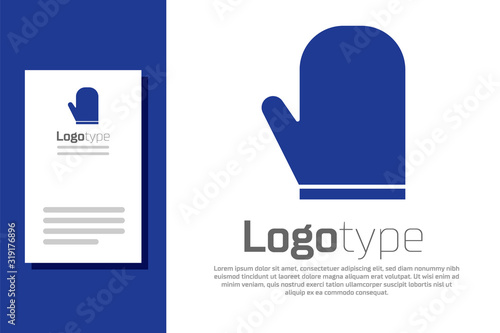 Blue Oven glove icon isolated on white background. Kitchen potholder sign. Cooking glove. Logo design template element. Vector Illustration