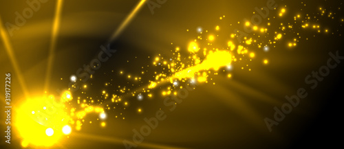 Colorful pyrotechnics show. Sky clouds. Black background. Festival celebration. Abstract fireworks dark sky night.