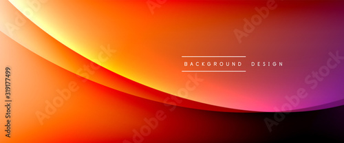 Wave liquid style lines with shadows and light on gradient background. Trendy simple fluid color gradient abstract background with dynamic straight shadow line effect