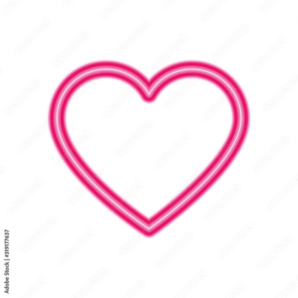 cute heart love neon light isolated icon vector illustration design