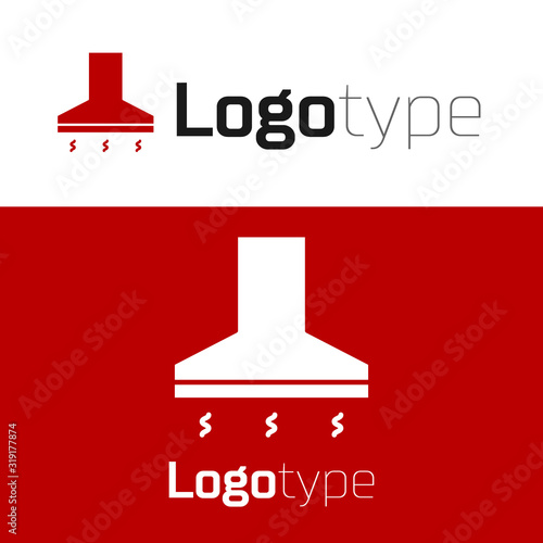 Red Kitchen extractor fan icon isolated on white background. Cooker hood. Kitchen exhaust. Household appliance. Logo design template element. Vector Illustration