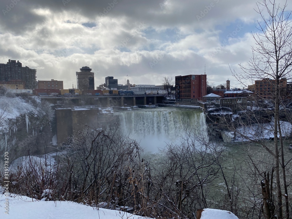 Rochester New York in winter upper falls