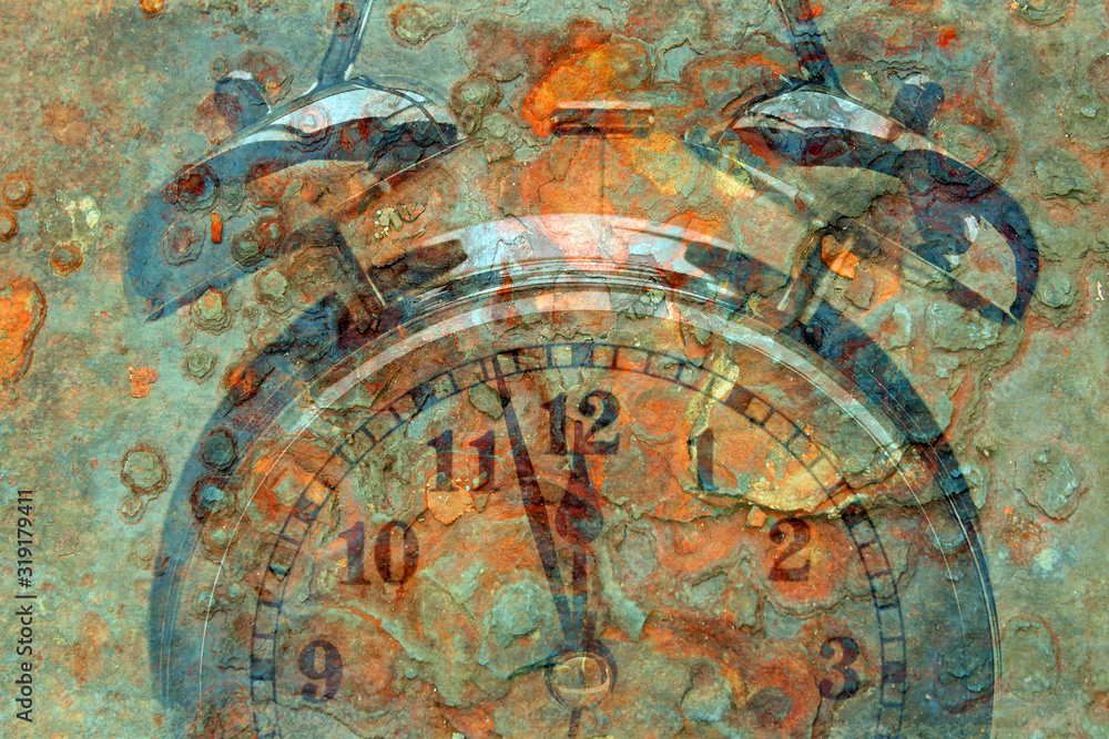 Abstract Doomsday clock near to midnight