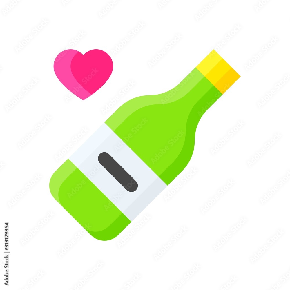 love and wedding related wine bottle with heart vectors in flat design, love and wedding related wine bottle with heart vectors in flat design,