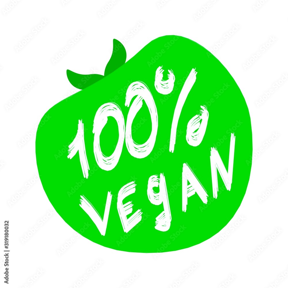 Fototapeta premium 100% vegan green apple on a white background, healthy eating vector