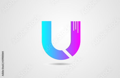pink blue alphabet letter U logo icon design template for corporate business
