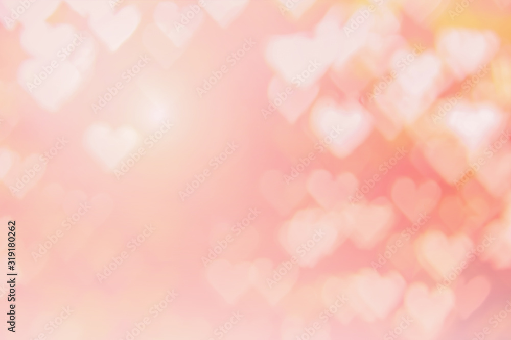 Blurred background of Valentine's day concept. Pink Valentines Day Card. Pastel color tone soft have gradient pattern. Multicolor white pink, orange and red hearts blur wallpaper in love bright sexy.. Blurred background of Valentine's day concept. Pink Valentines Day Card. Pastel color tone soft have gradient pattern. Multicolor white pink, orange and red hearts blur wallpaper in love bright sexy..