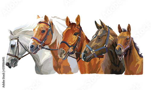 Canvas-taulu Horses in bridle 2