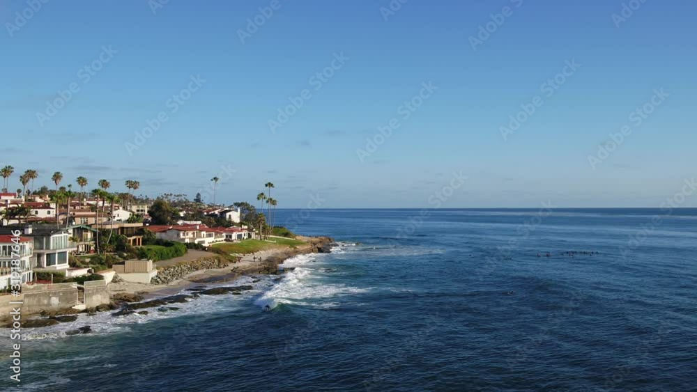 Aerial drone video over the La Jolla coastline on a beautiful sunny summer day. San Diego, California. Aerial drone video over the La Jolla coastline on a beautiful sunny summer day. San Diego, California.