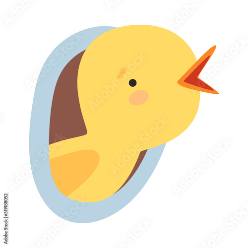 Bird Looked Out From Tree Hollow Vector Illustration