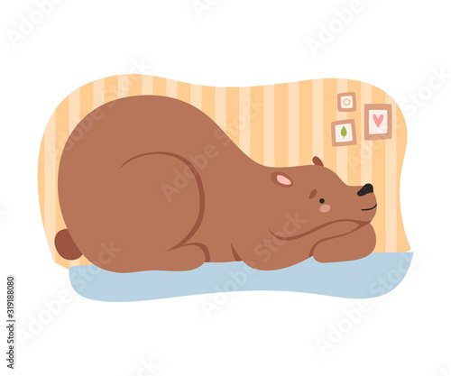 Bear Resting in Its Tree Hollow Vector Illustration