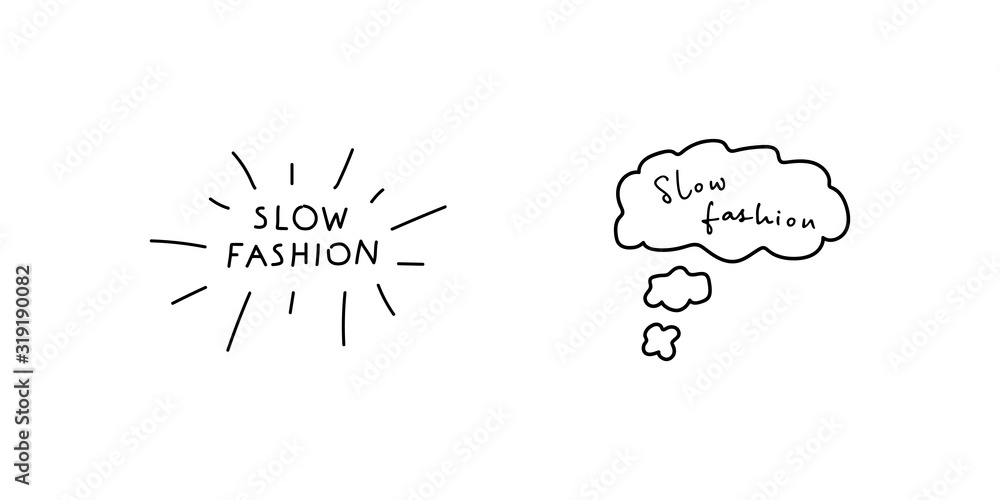 Φωτογραφία Slow fashion handwritten title and Slow fashion handwritten inscription in thought cloud