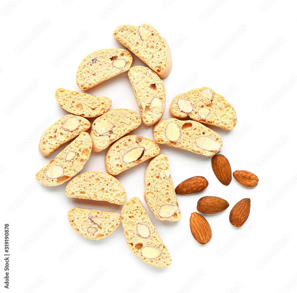 Sweet almond cookies on white background Sweet almond cookies on white background