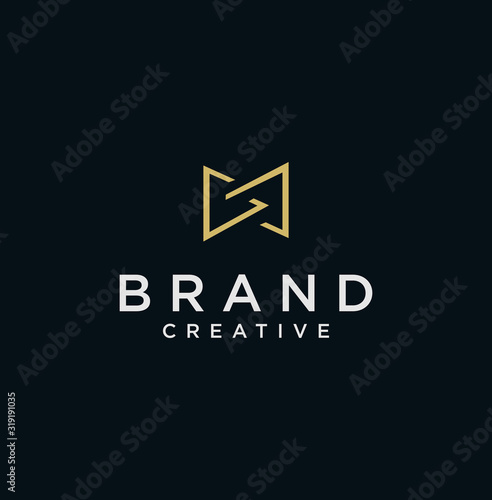 Monogram Letter M Logo Luxury With Thin Black Monogram Outline Contour. Modern Trendy Letter M Design Vector Illustration . Universal geometric symbol