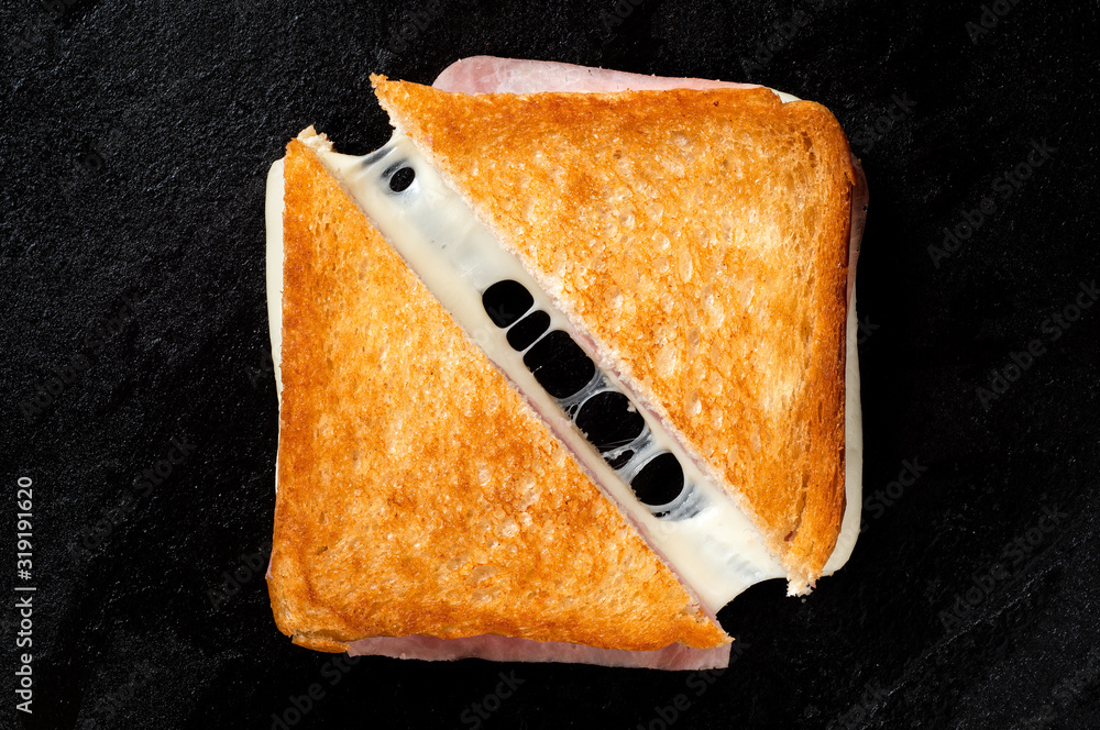 Fotografie Cheese and ham toasted sandwich.