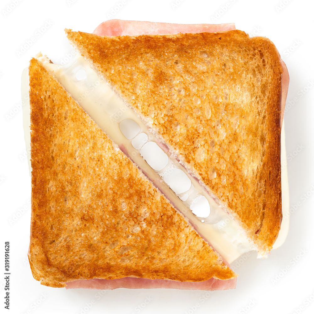 Fotografie Cheese and ham toasted sandwich.