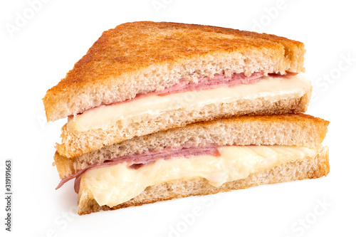 Cheese and ham toasted sandwich.