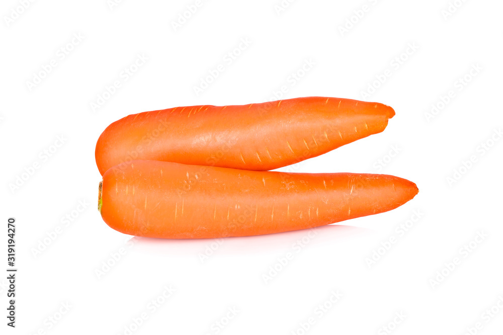 whole unpeeled fresh carrot on white background whole unpeeled fresh carrot on white background