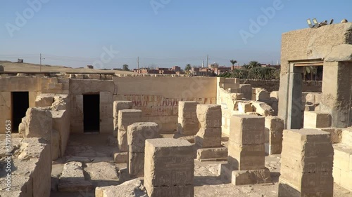 Temple of Ramses II at Abydos. Abydos is notable for the memorial temple of Seti I, which contains the Abydos of Egypt King List from Menes until Seti I's father, Ramesses I. Egypt. photo