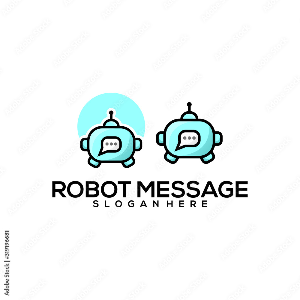 robot message logo design vector robot message logo design vector