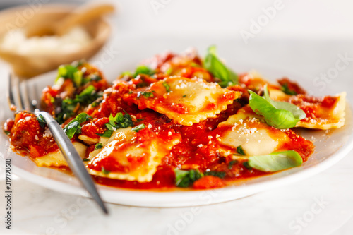 Closeup of tasty italian ravioli