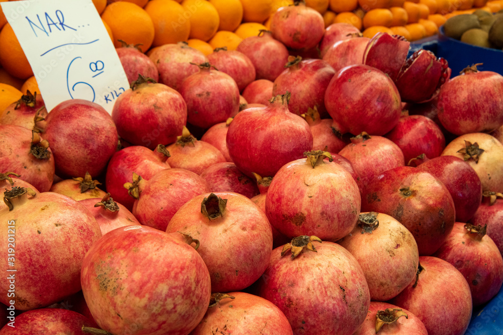 fresh pomegranates in the market fresh pomegranates in the market