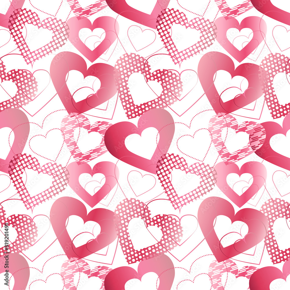 EPS 10 vector. Seamless pattern with hearts. Valentines day concept.