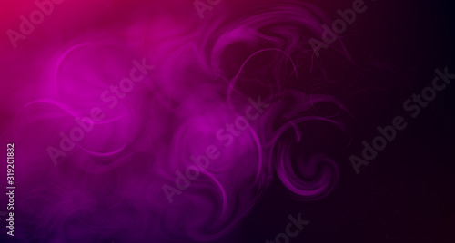 Realistic purple fog. Copy space. Colored fog. Hookah smoke. Neon color. Vector stock illustration. Purple bursts of light. Blurry shadows and rays of light. Mystic spectacular colored smoke. Abstract