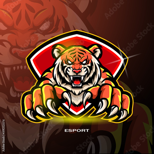 Tiger mascot esport logo design