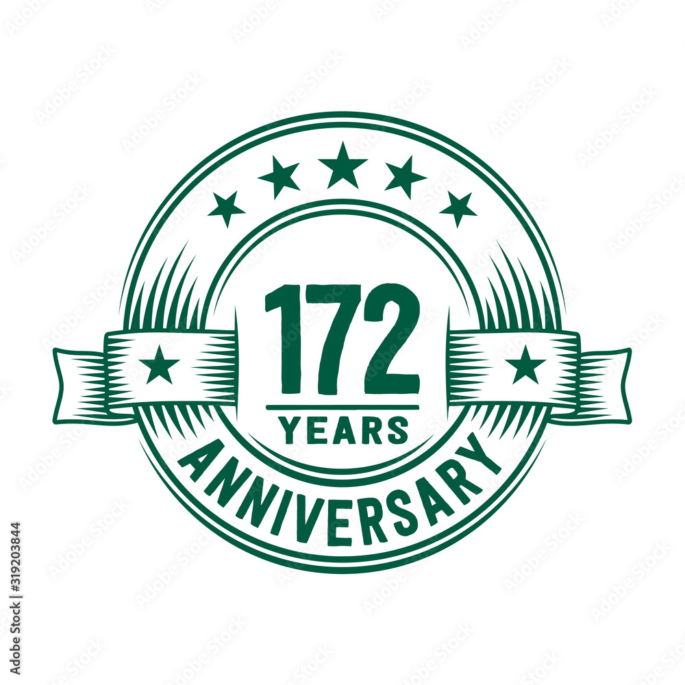 172 years logo design template. 172nd anniversary vector and illustration. 172 years logo design template. 172nd anniversary vector and illustration.