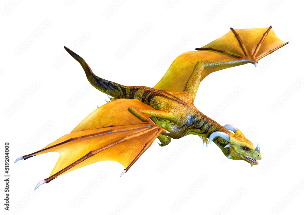 Fototapeta premium 3D Rendering Fairy Tale Dragon on White