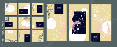 Elegant natural pastel muted pale calm tones card templates set. Collection of romantic invitations