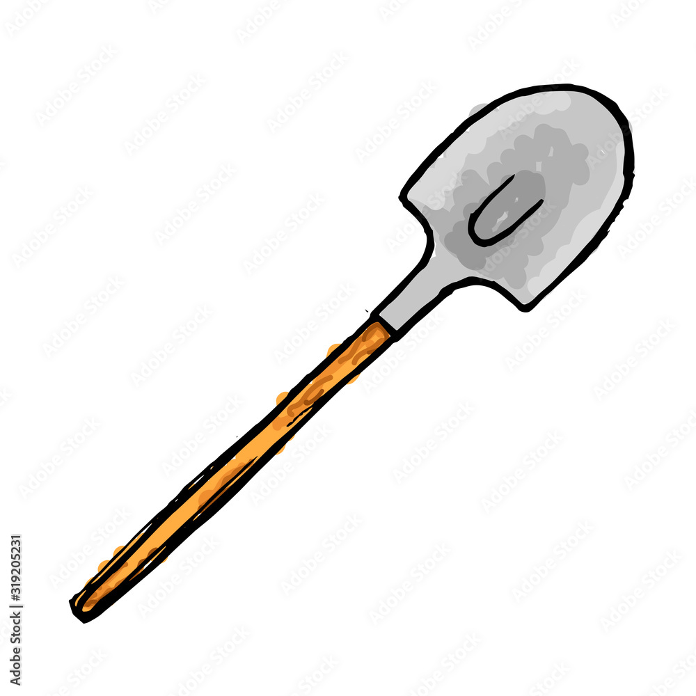 Creative hand drawn shovel illustration isolated on white. Creative hand drawn shovel illustration isolated on white.