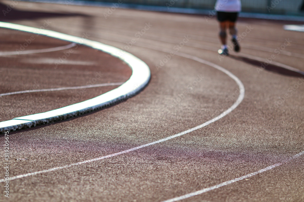 Red running sport track background and texture. Sport running track concept.