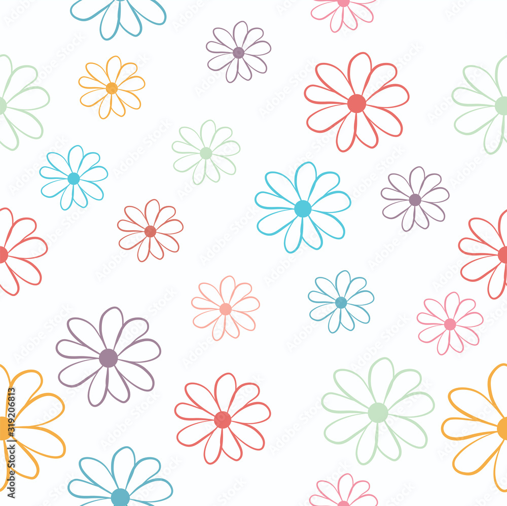 Cute hand draw color flowers seamless pattern Cute hand draw color flowers seamless pattern