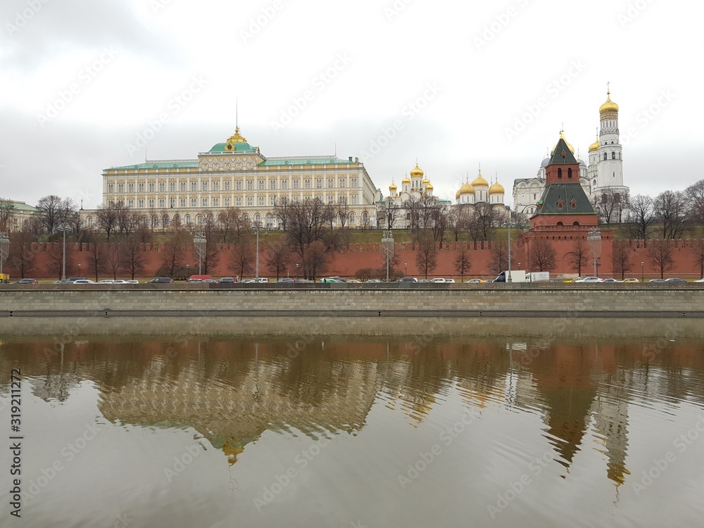 Moscow Kremlin is reflected in the water Moscow Kremlin is reflected in the water