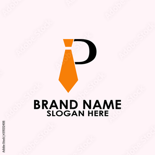 logo letter p with icon tie vector design