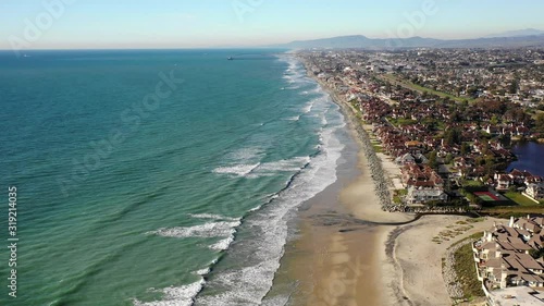 Aerial video of the seaside town of Carlsbad in Southern California, USA.