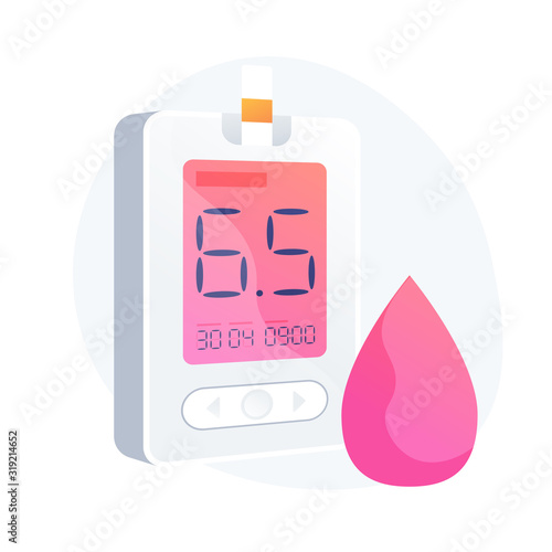 Diabetes mellitus. Blood sugar level measuring tool, medical equipment, diabetology idea design element. Hypoglycemia disease, glycemia diagnosis. Vector isolated concept metaphor illustration