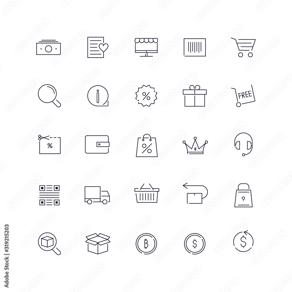 Line icons set. E-commerce pack. Vector batch