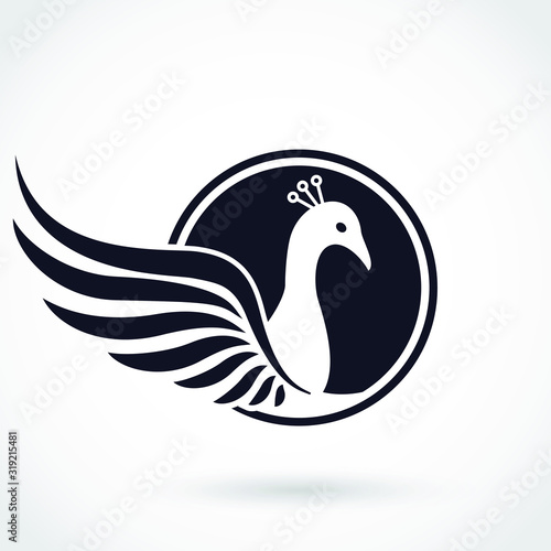 silhouette winged peacock bird logo