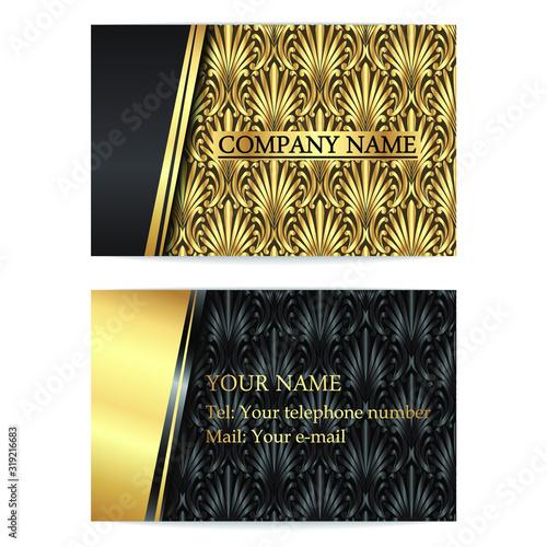 business card golden black color ornamental label