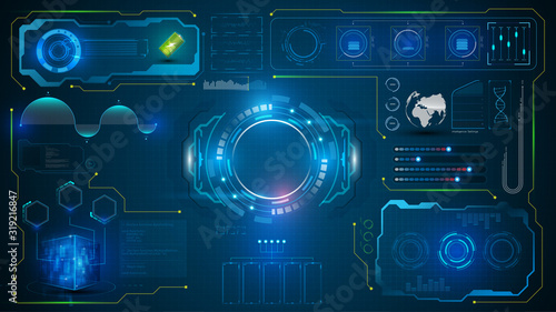 UI hud system virtual artificial intelligence futuristic screen technology innovation design concept