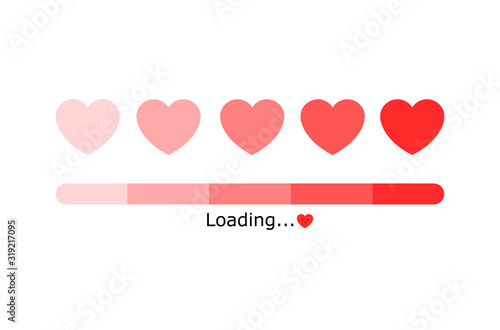 The love level is being uploaded. Love rating scale. The heart graduates from light to dark.