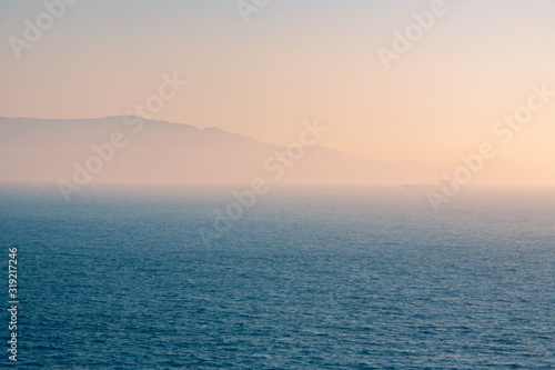 Foggy morning view on the Gibraltar Strait photo