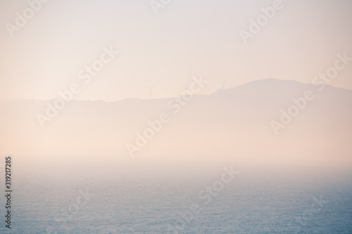 Foggy morning view on the Gibraltar Strait